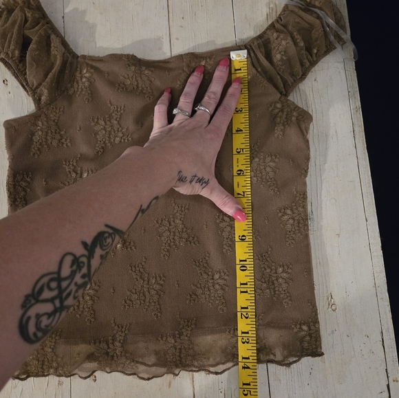 Madden Girl Medium Babydoll Brown Lace Sleeveless Top Floral Embroidery Y2k Vtg - Picture 10 of 11